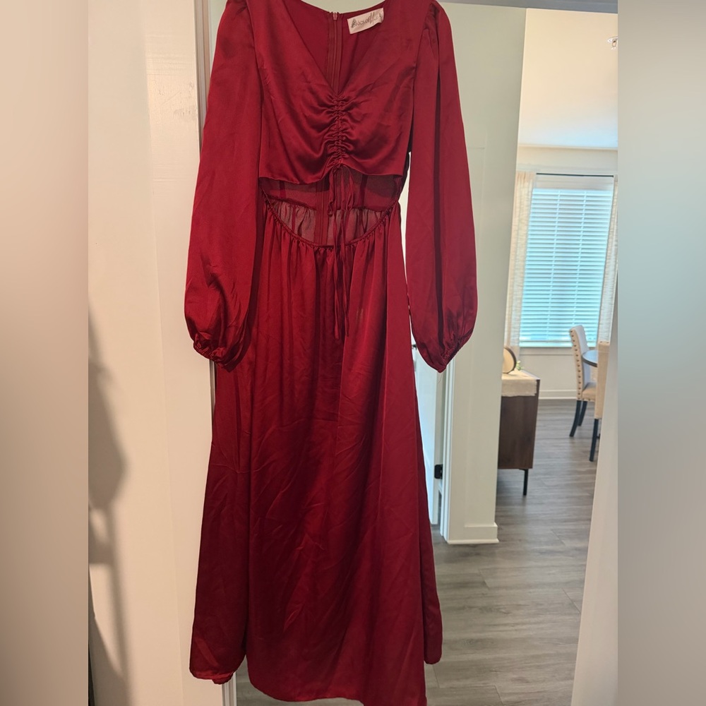 Chic Long Sleeve Red Dress